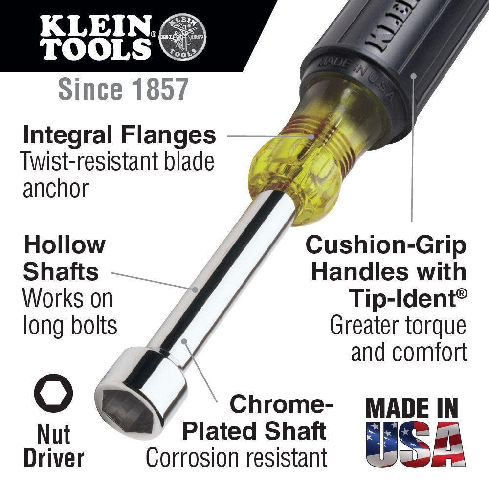 Klein Tools 11/32″ Nut Driver 6″ Hollow Shaft - Flockneti