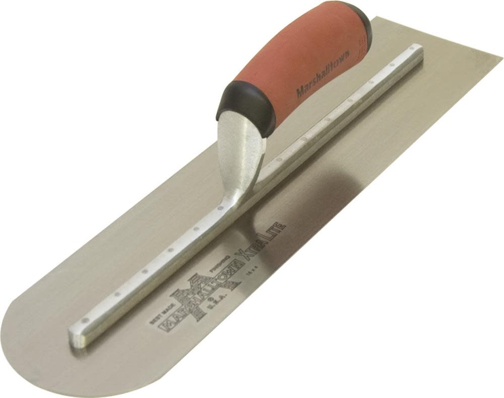 Marshalltown 20 In. x 4 In. Finishing Trowel-Round Front End Curved DuraSoft Handle - Flockneti
