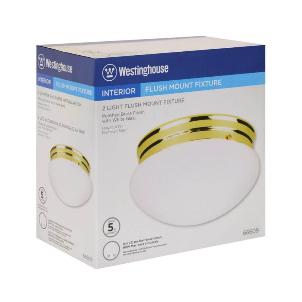 Westinghouse 2Light Interior Polished Brass Ceiling Light Fixture - Flockneti