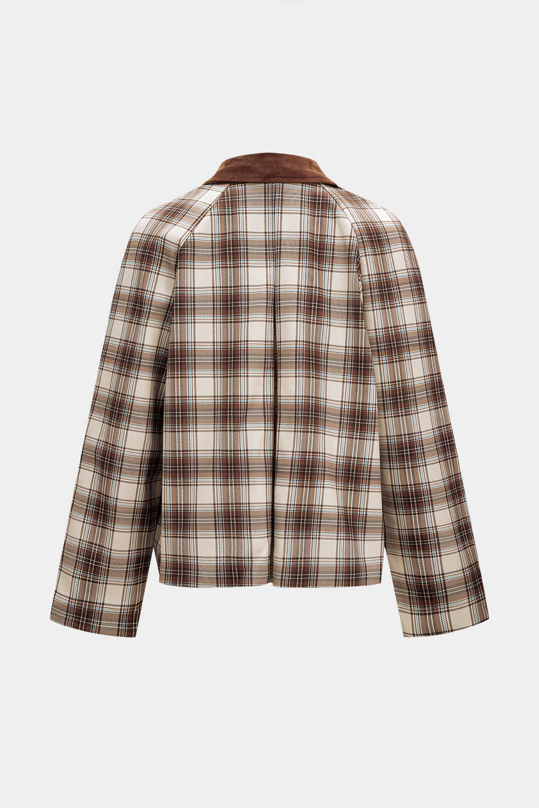 Plaid Print Zipper Pocket Jacket - Flockneti