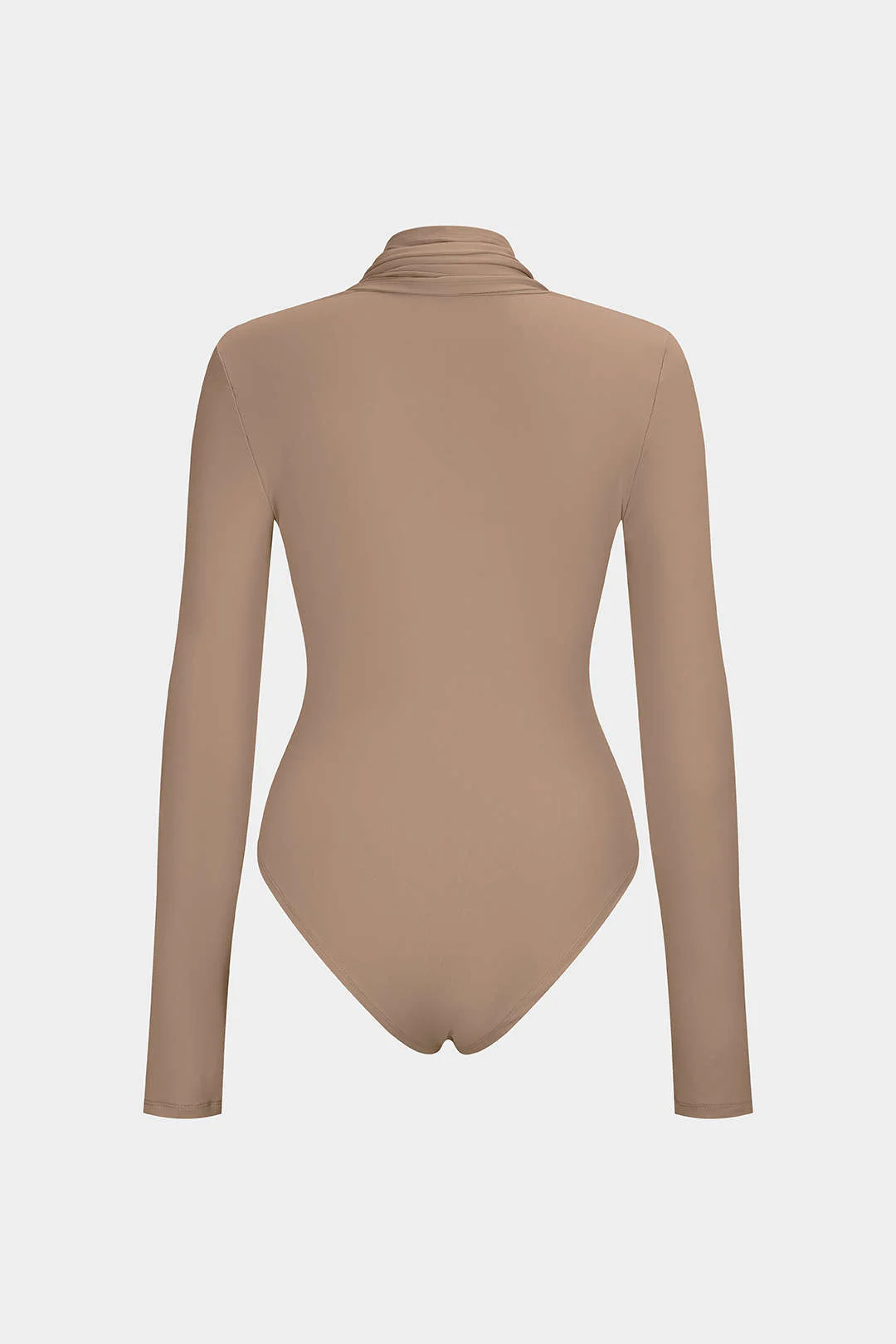 Asymmetrical Ruched Corset Zipper Long-Sleeve Bodysuit - Flockneti