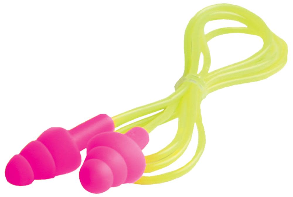 ERB Reusable Corded Earplugs in Hi Viz Pink 100 pair/box ERB-04C - Flockneti