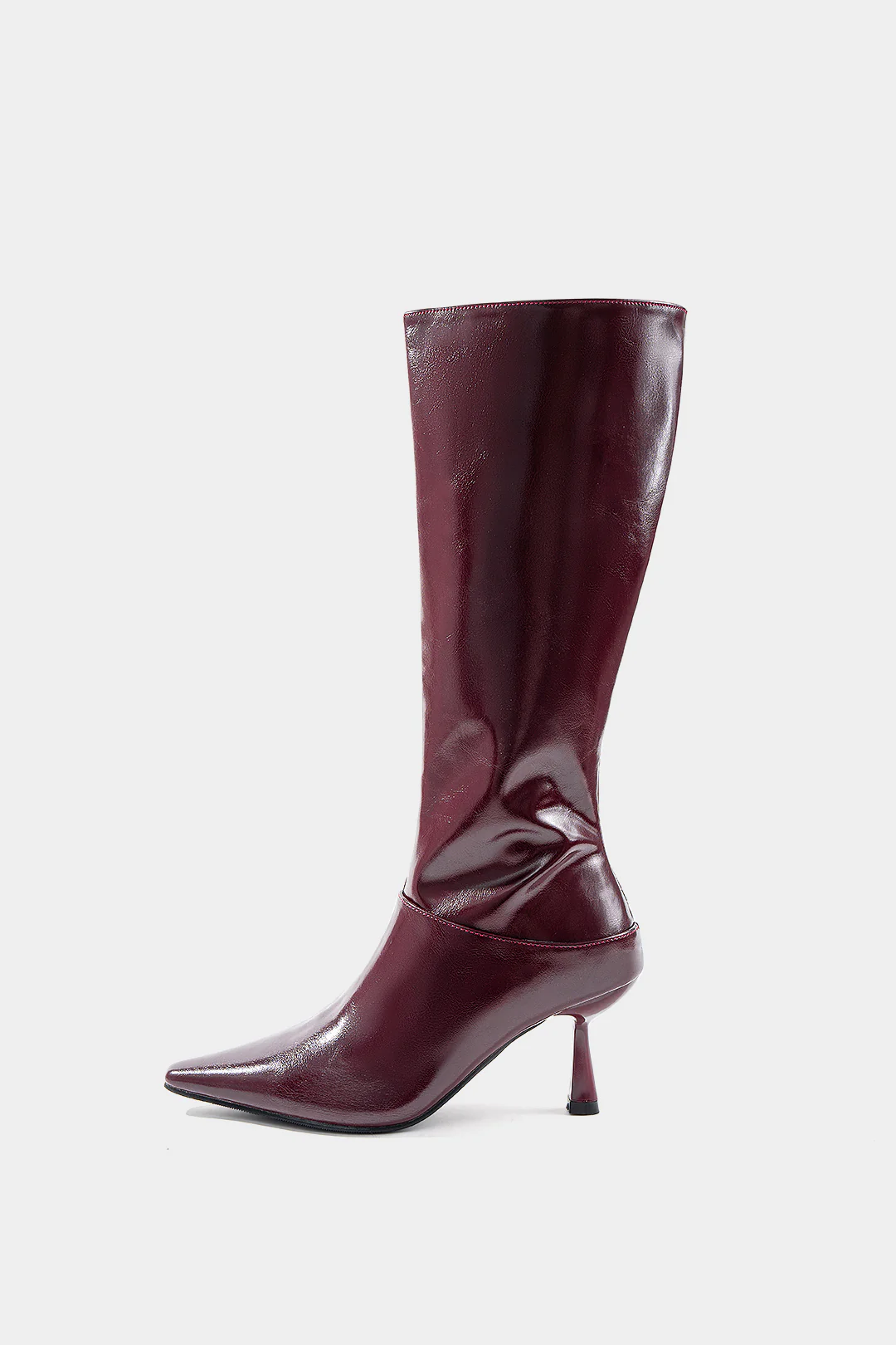 Leather Zipper Pointed Mid Calf Boots - Flockneti