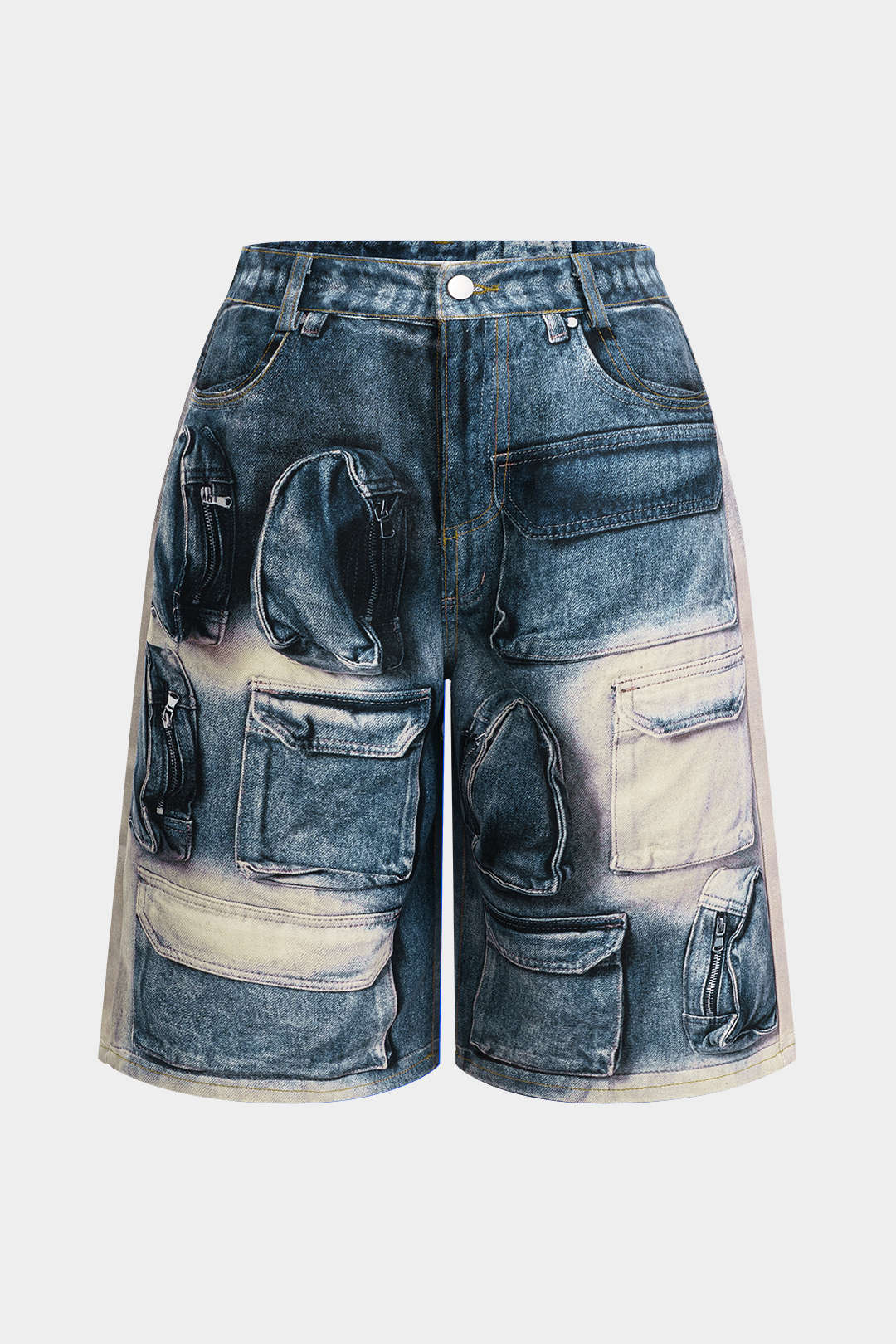 Plus Size Pocket Printed High Waist Shorts - Flockneti
