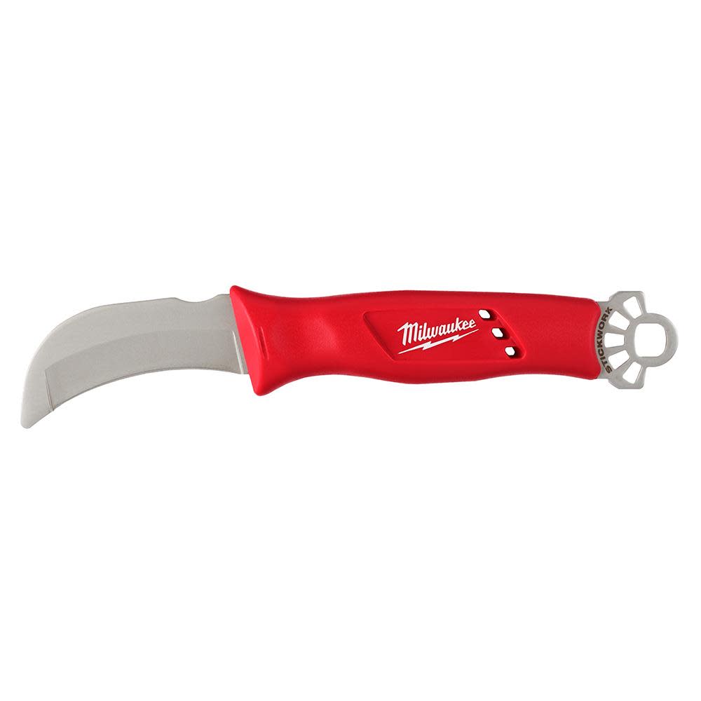 Milwaukee Linemans Blunt Tip Hawkbill Knife with STICKWORK 3-in-1 Ring - Flockneti