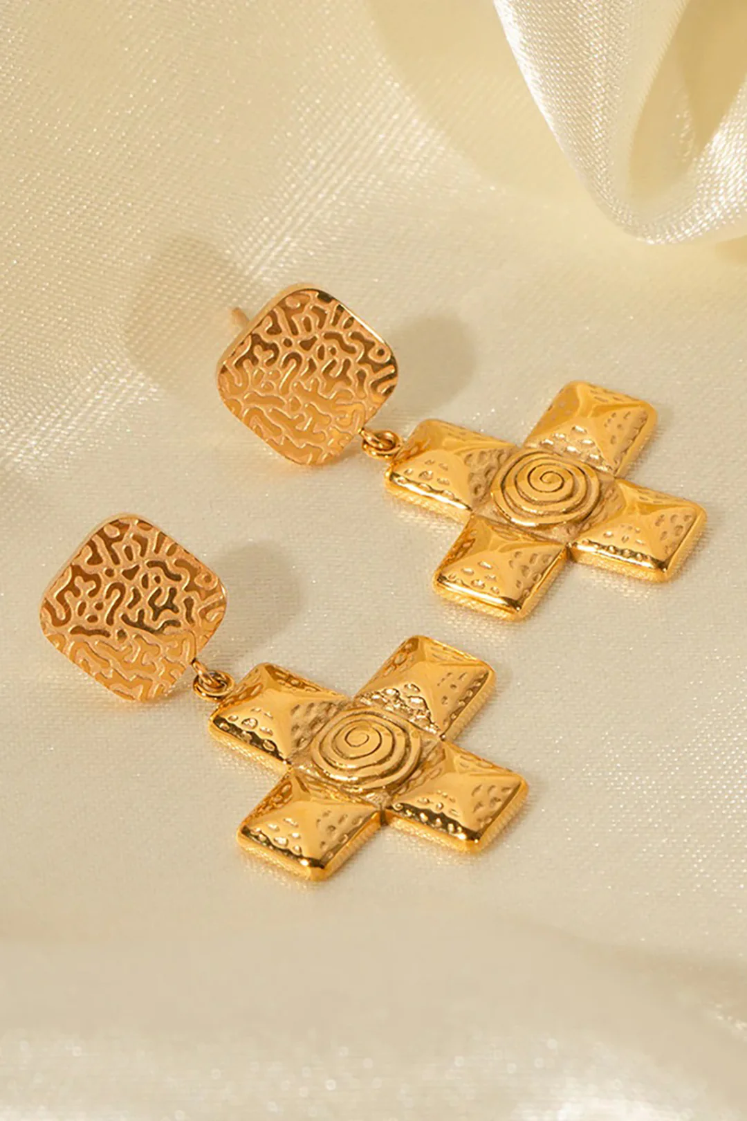 Alloy Cross Irregular Pattern Earrings - Flockneti