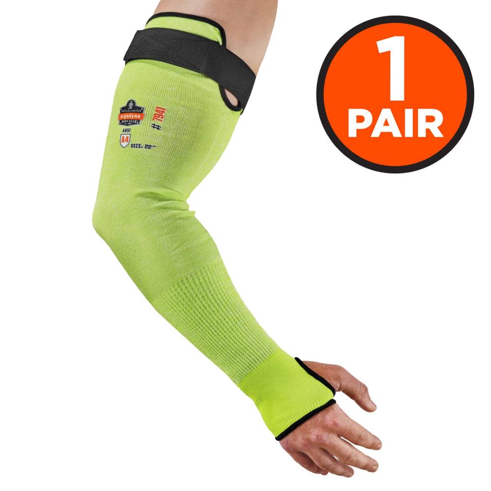 Ergodyne ProFlex 7941 PR Cut Resistant Arm Sleeve Pair 22″ Lime - Flockneti