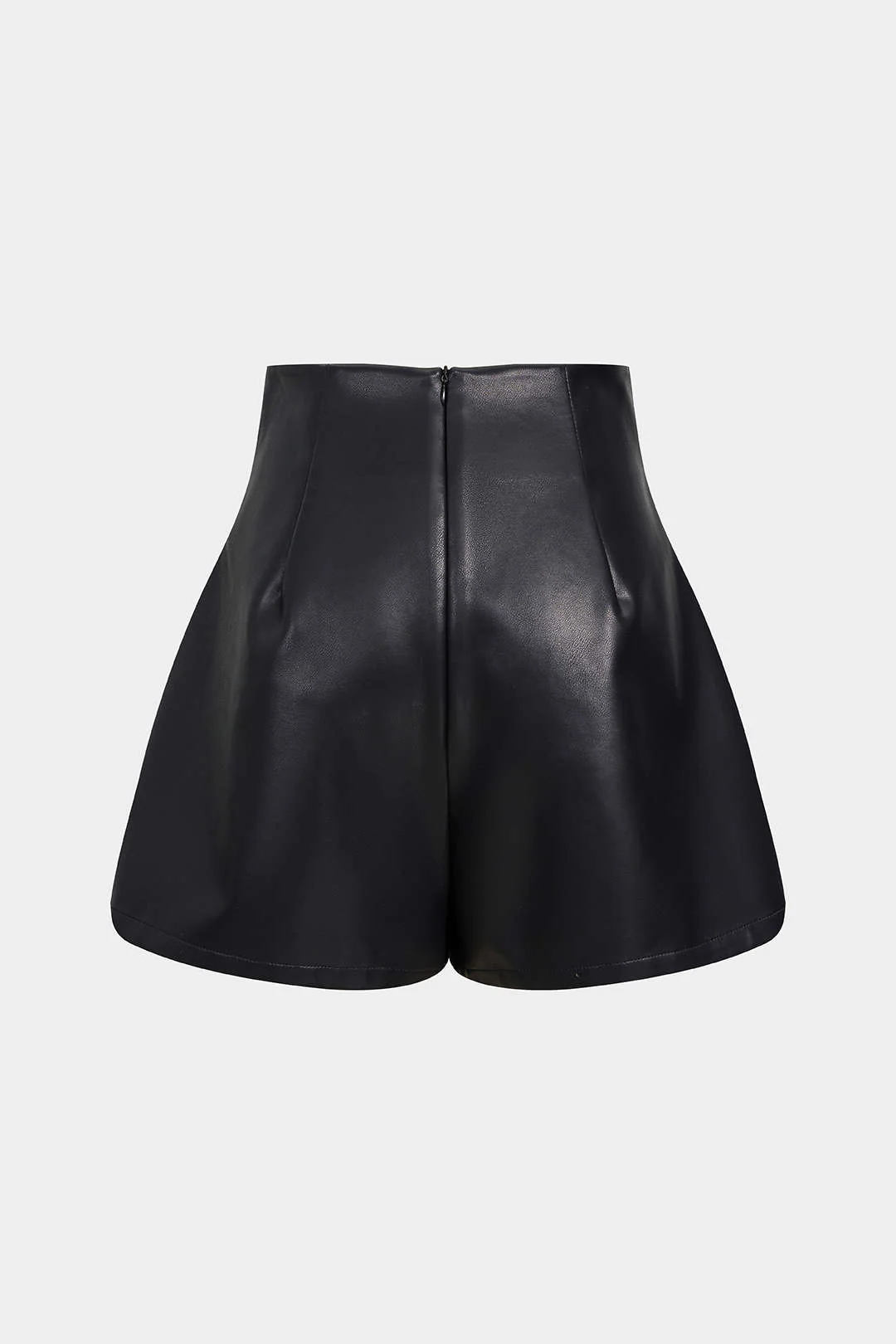 Faux Leather Ruched Zipper Shorts - Flockneti