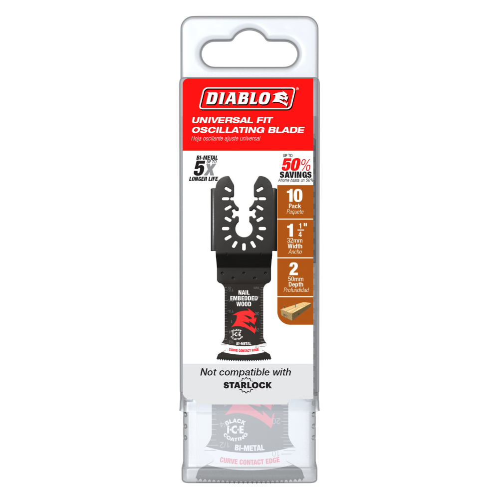 Diablo Tools 1 1/4″ Universal Fit Bi Metal Oscillating Blade for Nail Embedded Wood 10pk - Flockneti