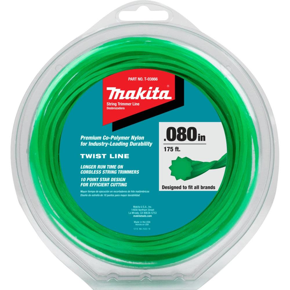 Makita Twisted Trimmer Line 0.080 Green 175 1/2 lbs. - Flockneti
