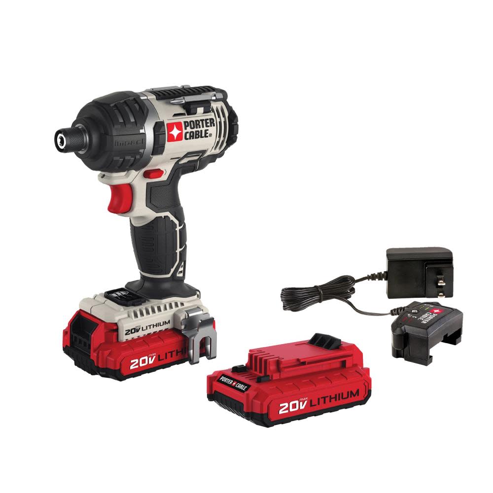 Porter Cable 20V MAX 1/4-in Hex Lithium Ion Impact Driver Kit - Flockneti