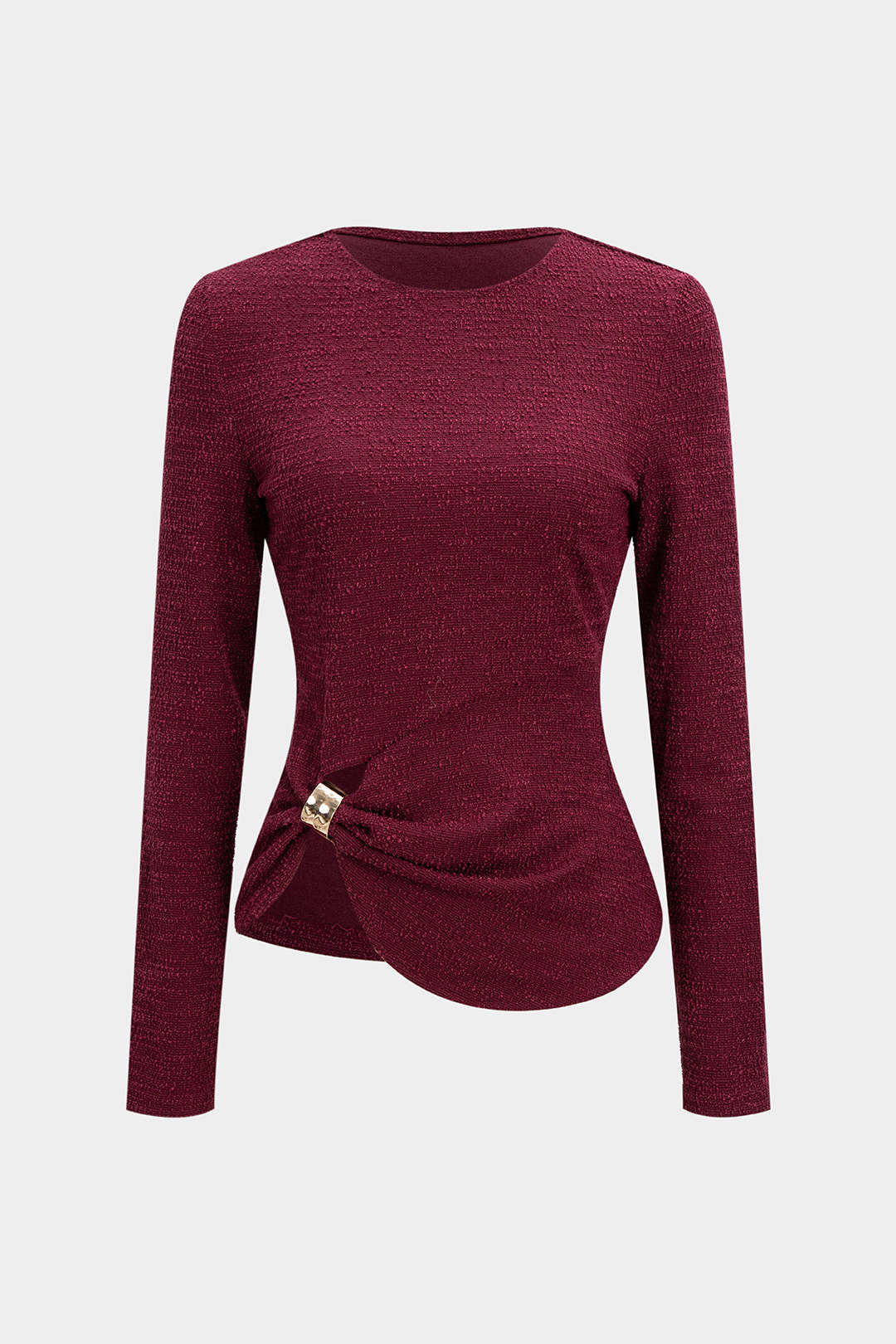 Metallic Decor Texture Long-Sleeve Top - Flockneti