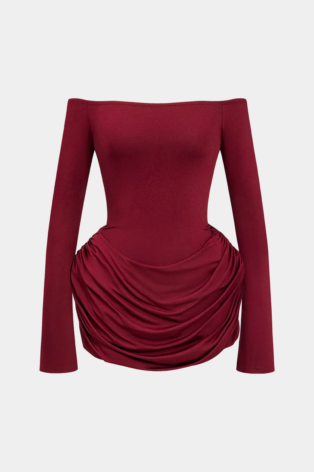 Ruched Off Shoulder Mini Dress - Flockneti