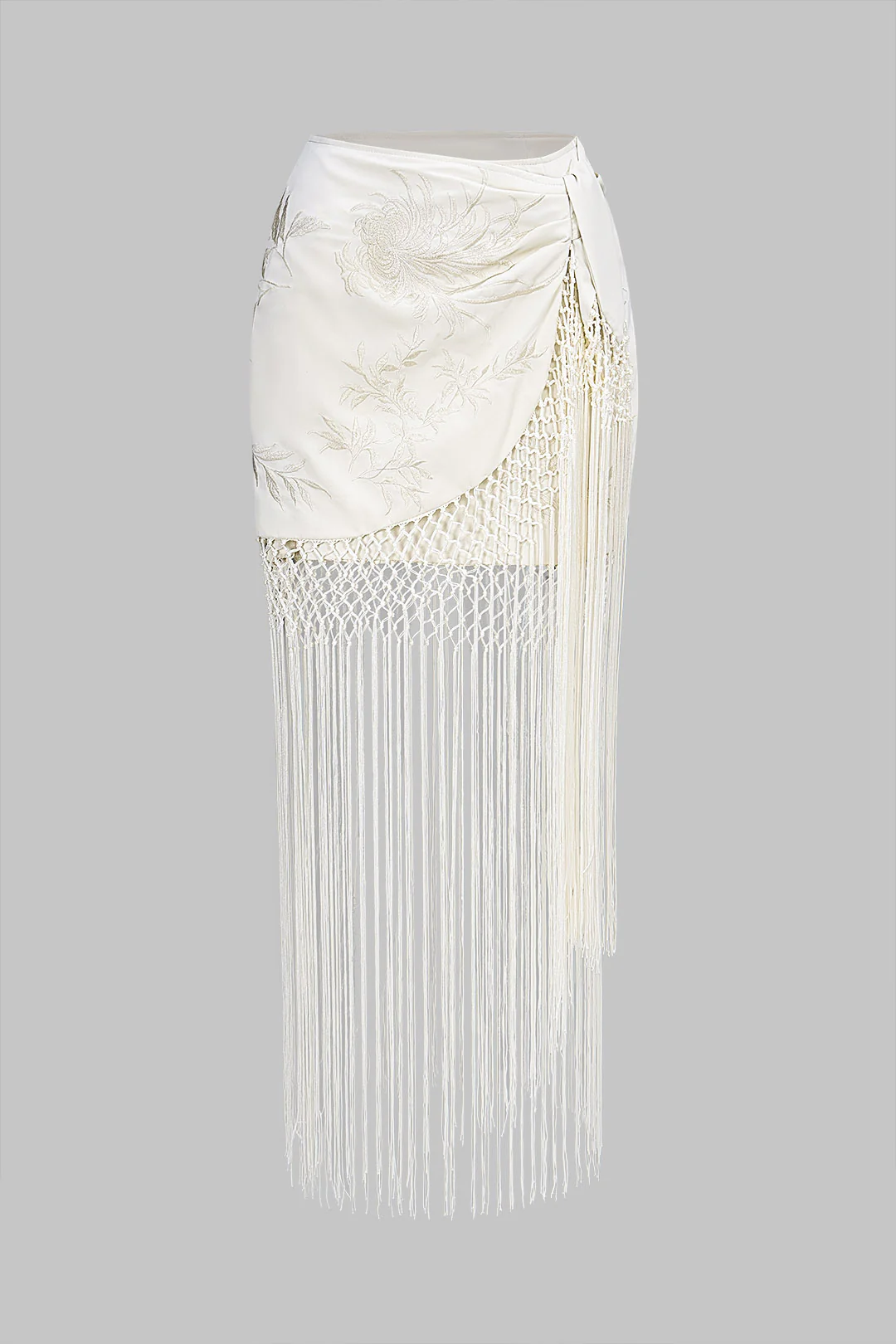 Embroidery Fringe Asymmetrical Skirt - Flockneti