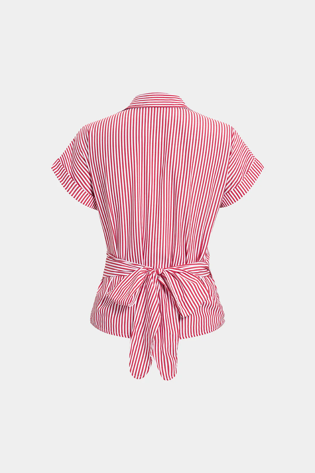 Striped Tie Back Short-Sleeve Shirt - Flockneti