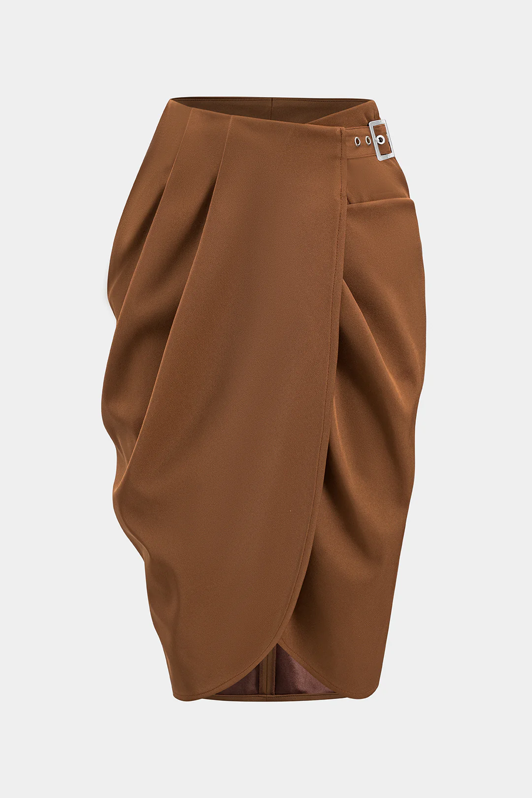 Asymmetry Belt Ruched Midi Skirt - Flockneti
