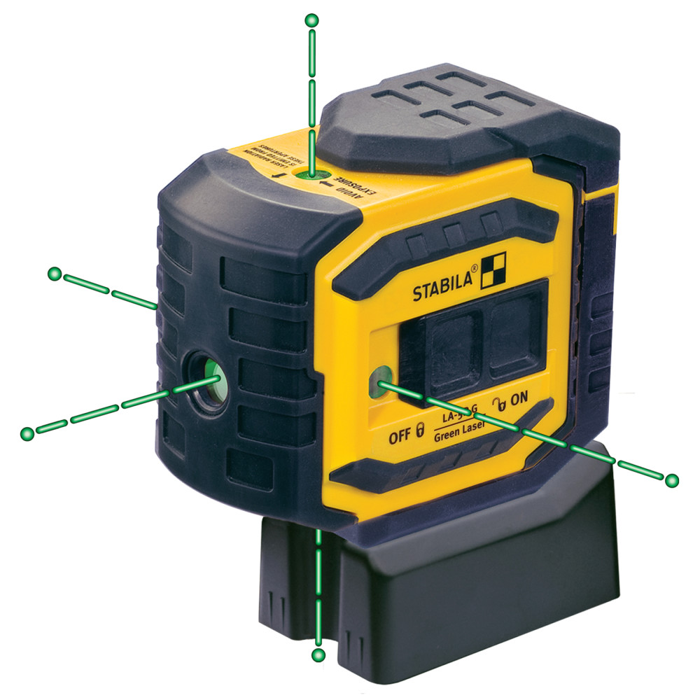 Stabila LA-5P Green 5 Point Laser Level Tool Set - Flockneti
