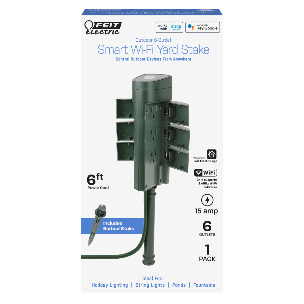 Feit Electric 125V 15A Alexa Google Smart WiFi Yard Stake - Flockneti
