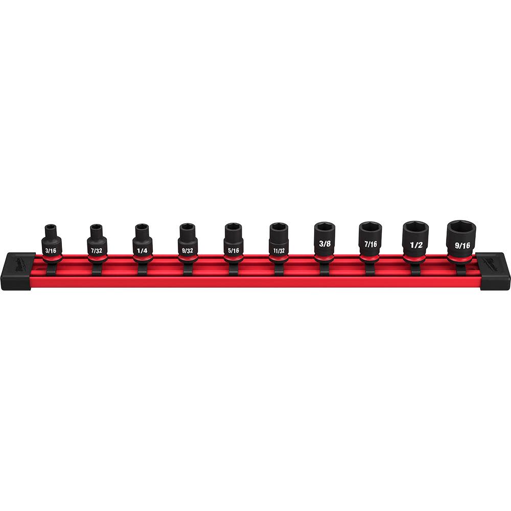 Milwaukee 10PC SHOCKWAVE Impact Duty Socket SAE Standard 6 Point Set - Flockneti