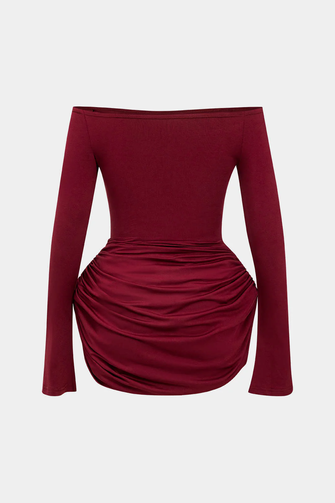 Ruched Off Shoulder Mini Dress - Flockneti