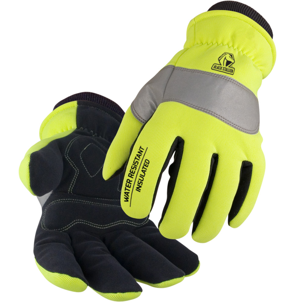 Black Stallion FlexHand Hi-Vis Winter Mechanics Gloves Large - Flockneti