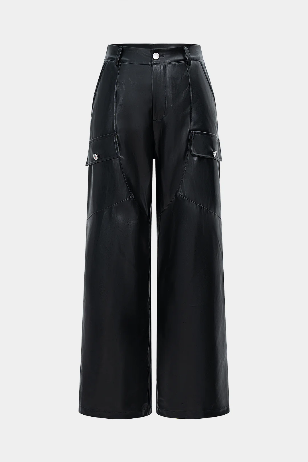 Faux Leather Straight Leg Pocket Trousers - Flockneti