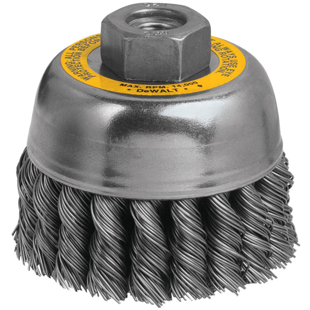 DEWALT 3-in Knotted Cup Wire Brush with 10 mm x 1.25-in Arbor - Flockneti