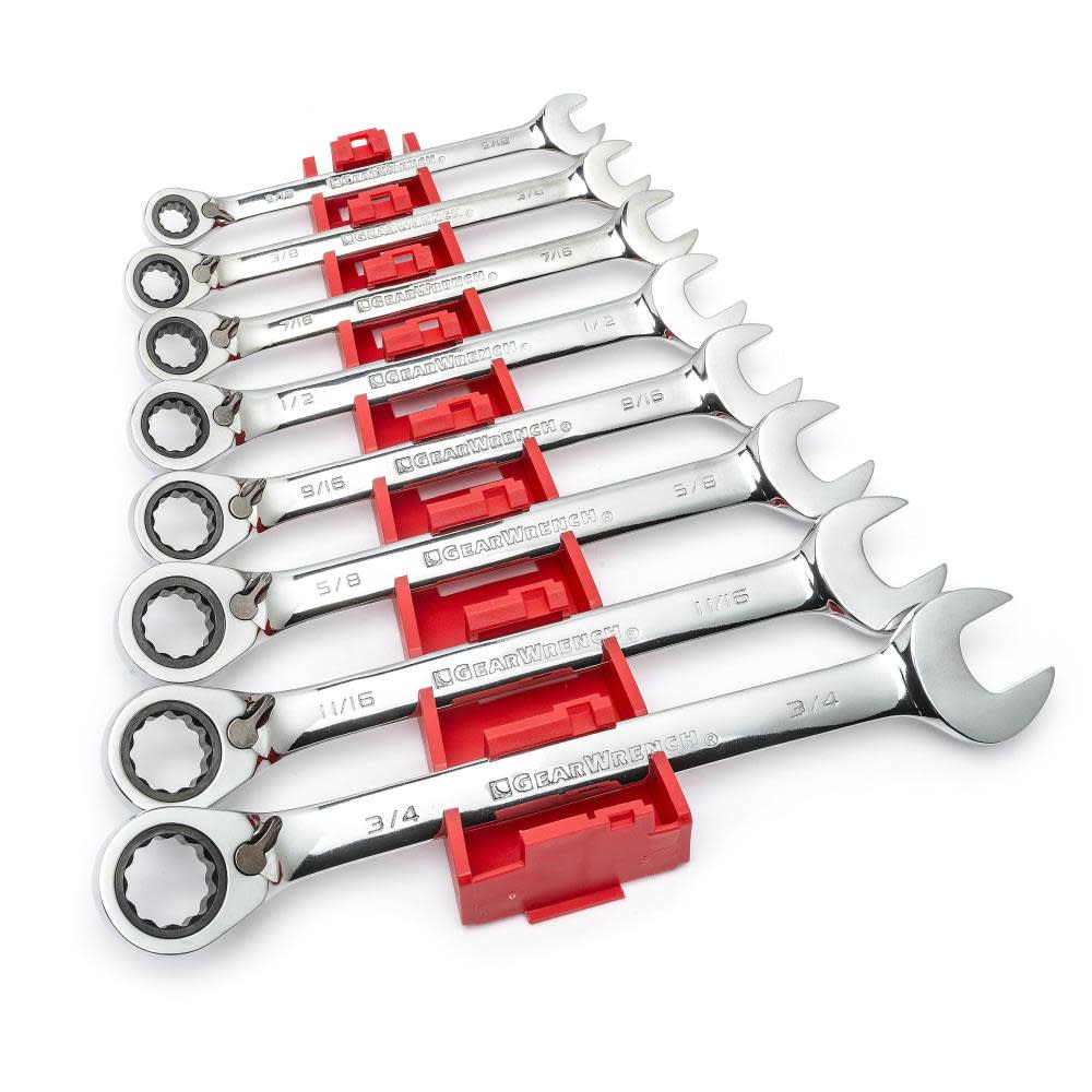 GEARWRENCH 8 Piece 12 Point Reversible Ratcheting Combination Wrench Set SAE - Flockneti