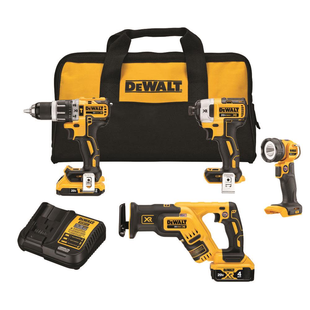 DEWALT 20V MAX XR 4-Tool Brushless Combo Kit - Flockneti