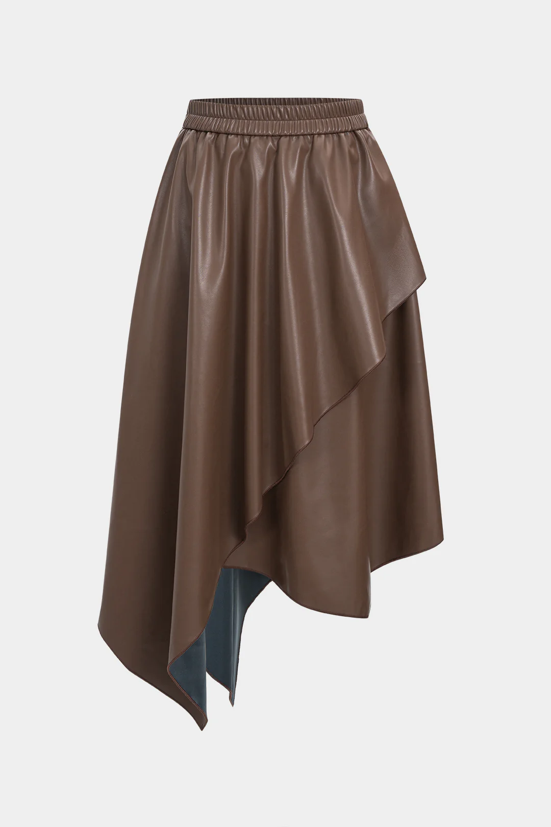 Faux Leather Shirred Waistband Ruched Skirt - Flockneti