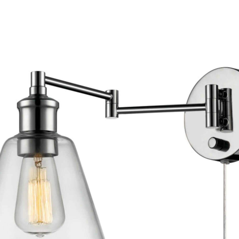 Globe Electric LeClaire Wall Sconce 1 Light Chrome Clear Vintage - Flockneti