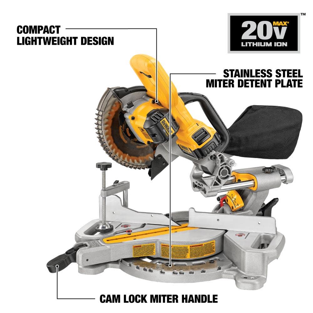 DEWALT DCS361M1 7-1/4 Single Bevel Sliding Compound Miter Saw Kit - Flockneti