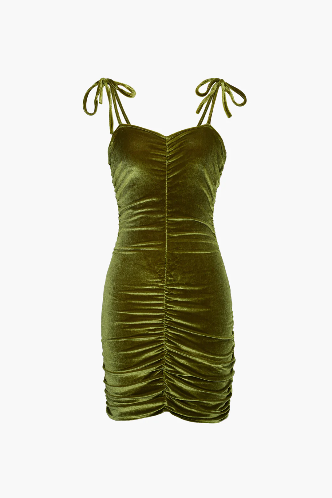 Velvet Ruched Tie Strap Mini Dress - Flockneti