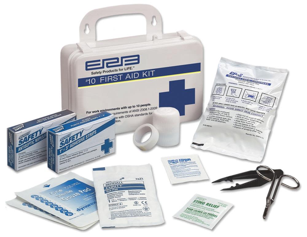 ERB 10 Person ANSI Premium First Aid Kit with Plastic Case - Flockneti