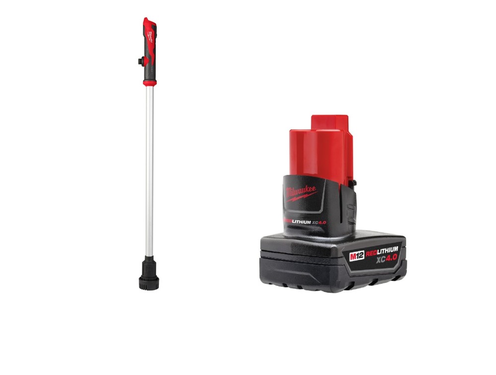 Milwaukee M12 Stick Transfer Pump with M12 REDLITHIUM XC 4.0Ah Extended Capacity Battery Pack Bundle - Flockneti