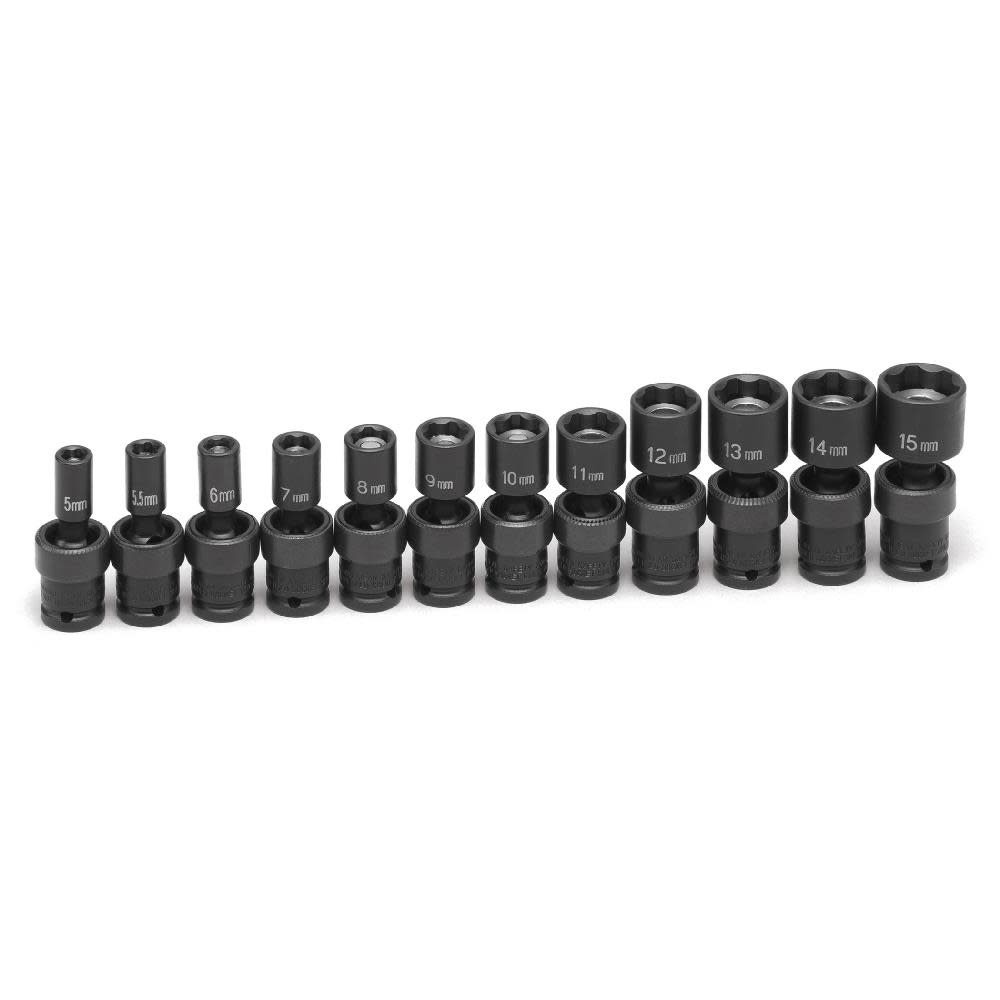 Grey Pneumatic 1/4″ Drive Standard Length Magnetic Universal Set - Flockneti