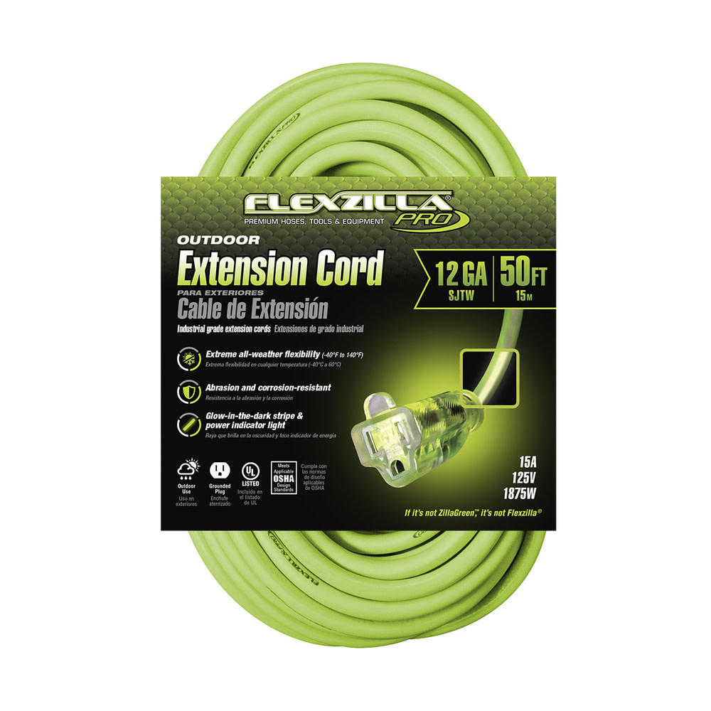 Flexzilla 50 ft. Pro Extension Cord 12/3 AWG - Flockneti
