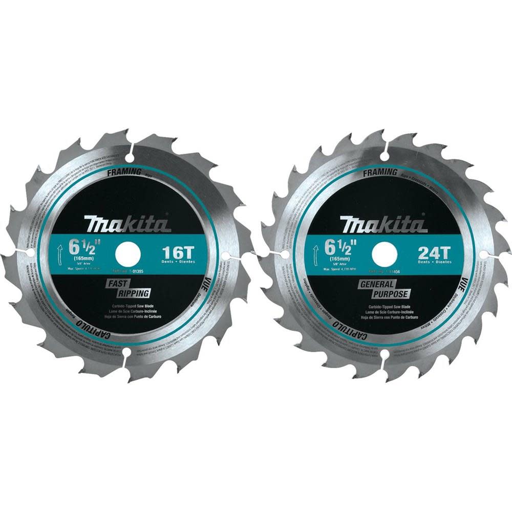 Makita 6-1/2 in. Carbide-Tipped Circular Saw Blade (2-Pieces) - Flockneti