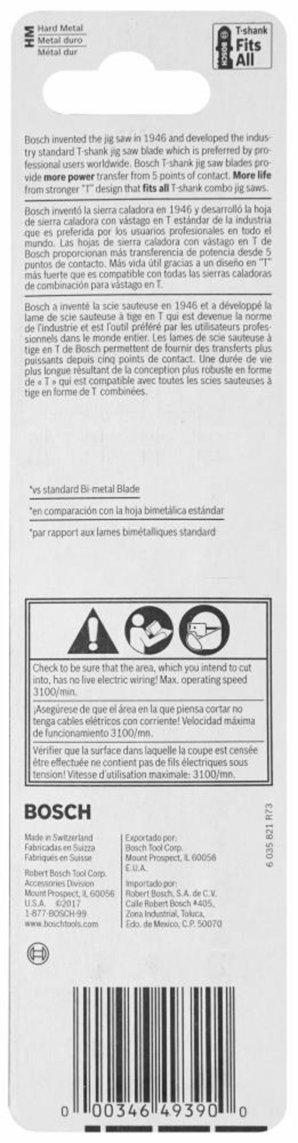Bosch Jig Saw Blades 3pc 5 1/4″ 5 7 TPI Carbide Edge for All Purpose T Shank - Flockneti