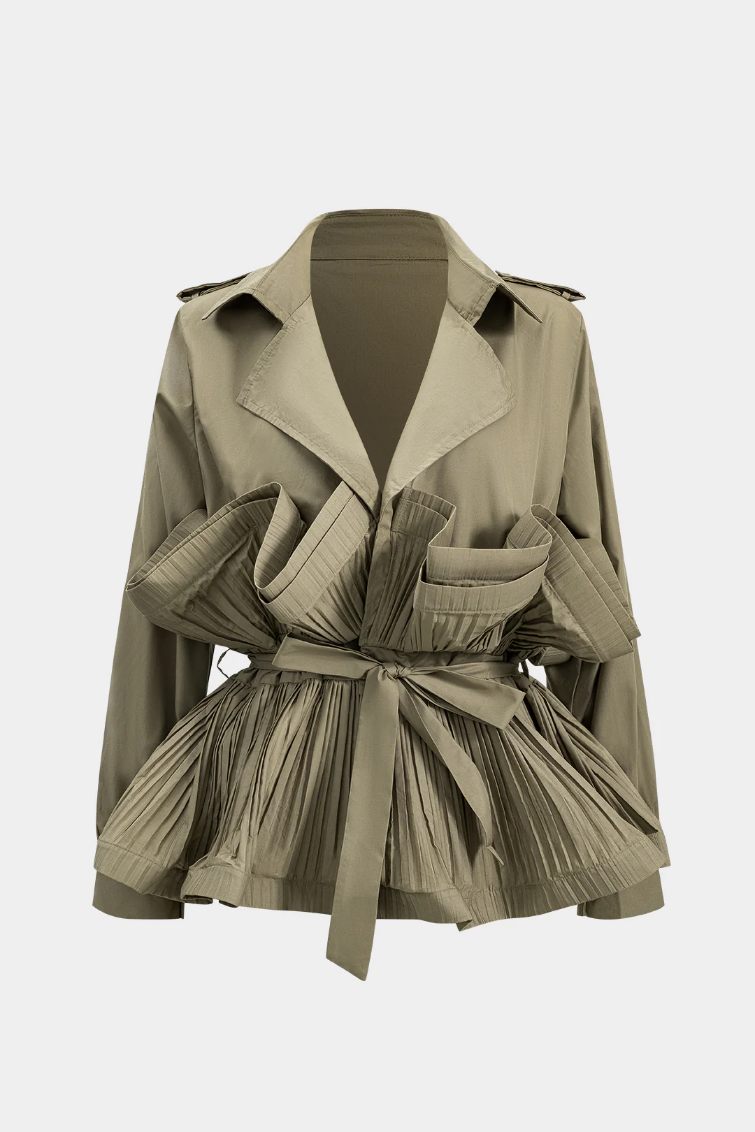 Pleated Ruffle Tie-Up Jacket - Flockneti