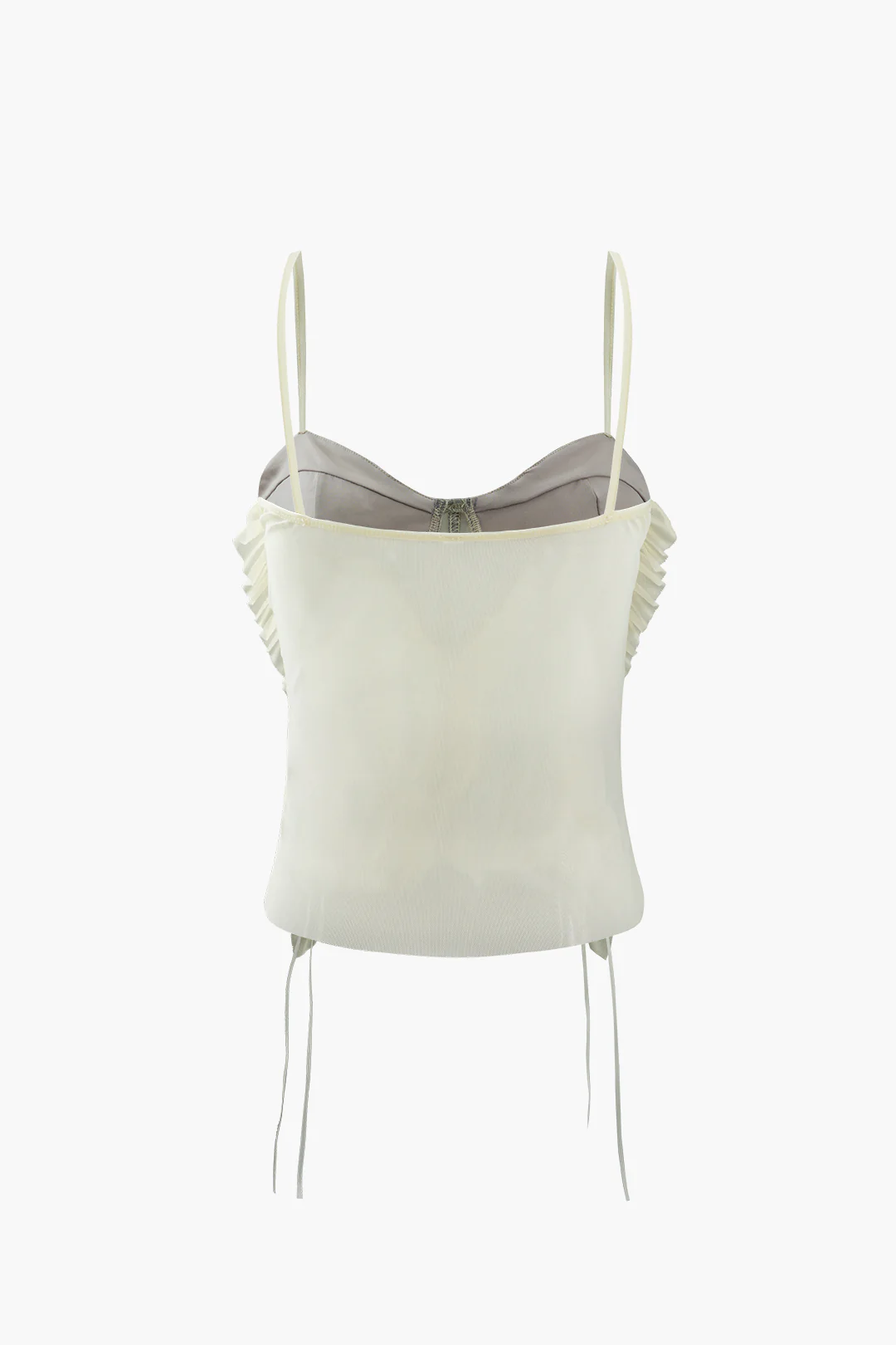 Solid Lace-Up Frill Pearl Cami Corset - Flockneti