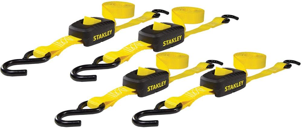 Stanley S2002 Enclosed Cam Buckle Cargo Tie Down Straps 1″ x 10′ 1200 lbs Break Strength 4pk - Flockneti