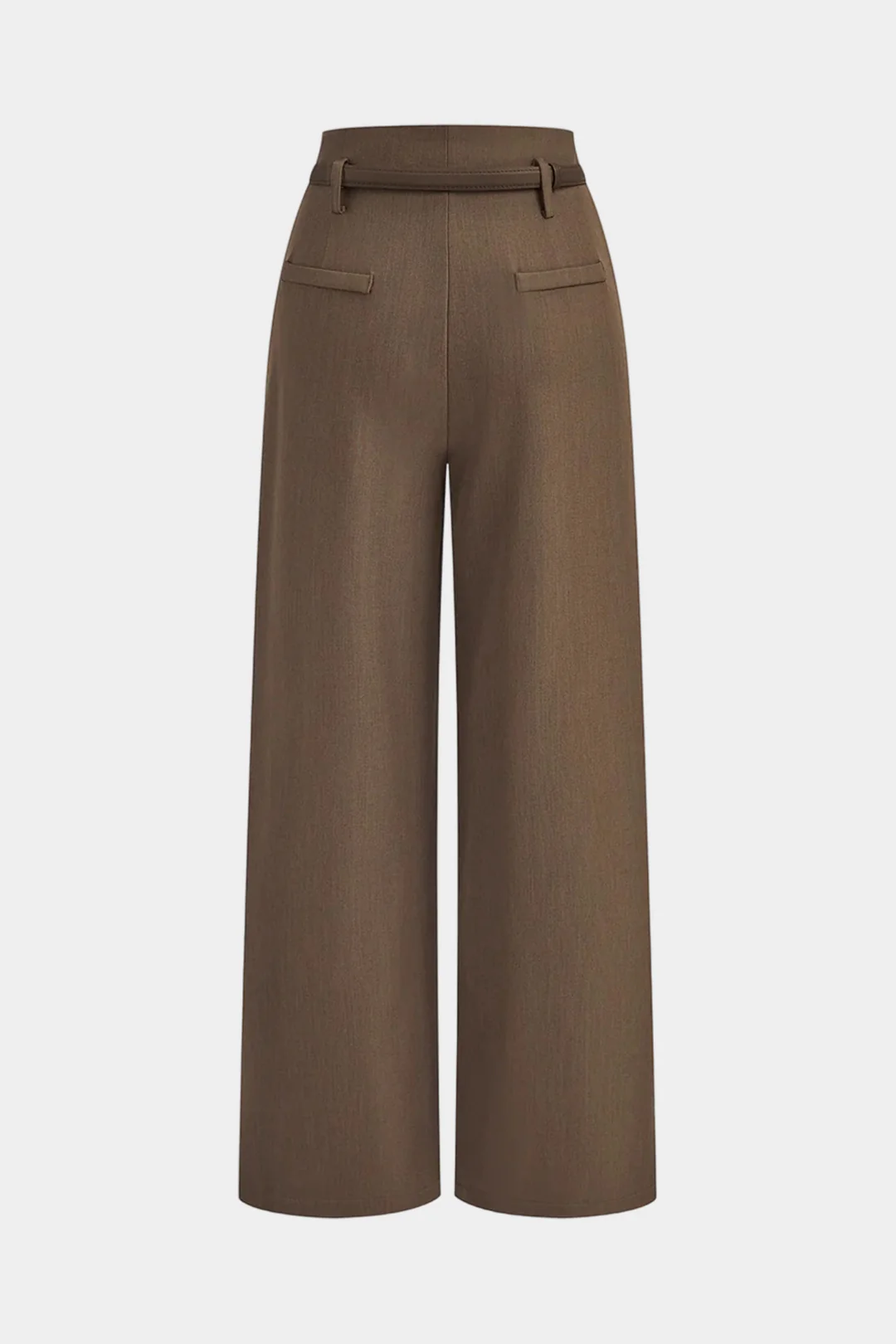 Solid Belted Straight Leg Pants - Flockneti