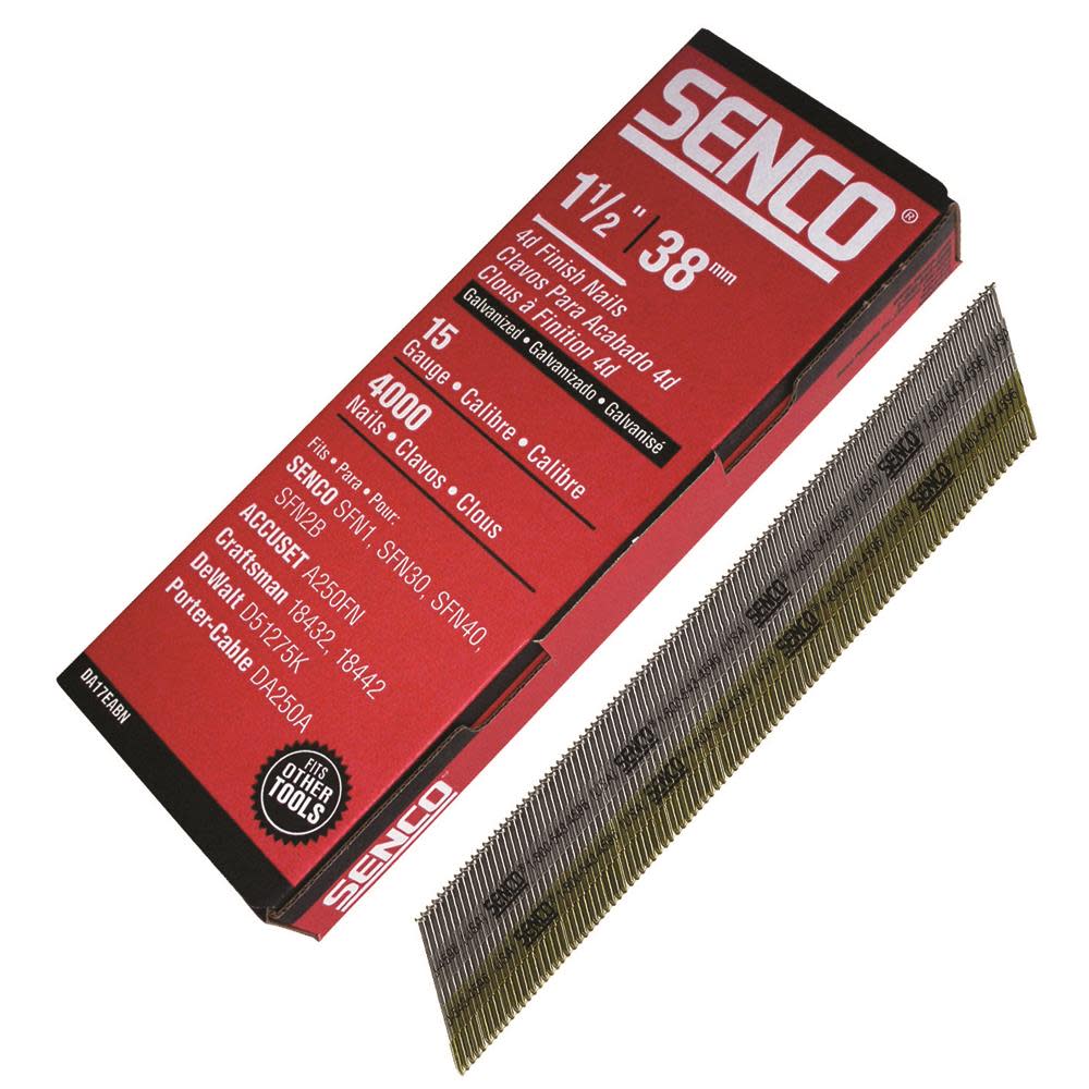 Senco 1-1/2 In. Box of 4000 15-Gauge Finish Nail Pack - Flockneti