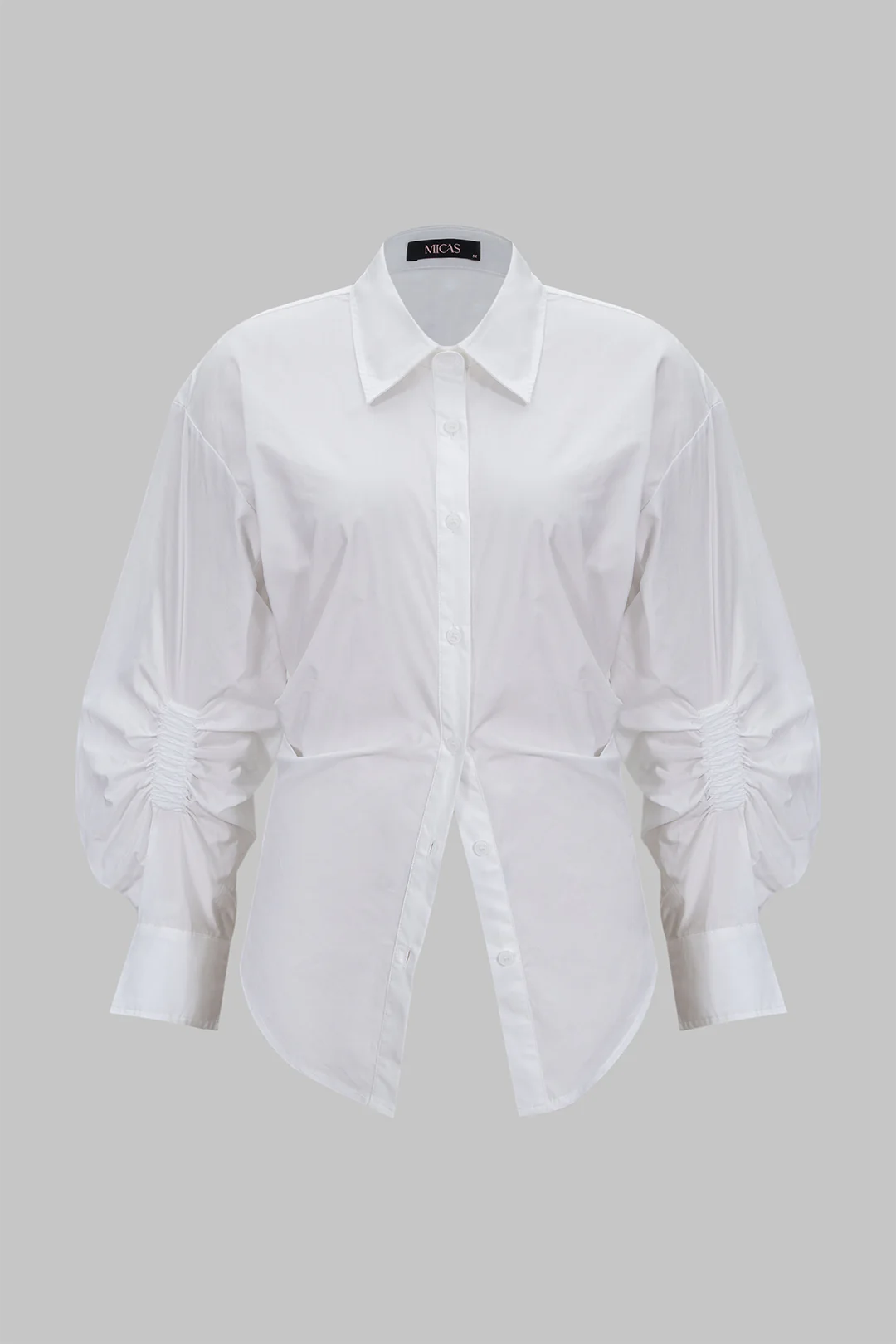 Ruched Button Long-Sleeve Shirt - Flockneti