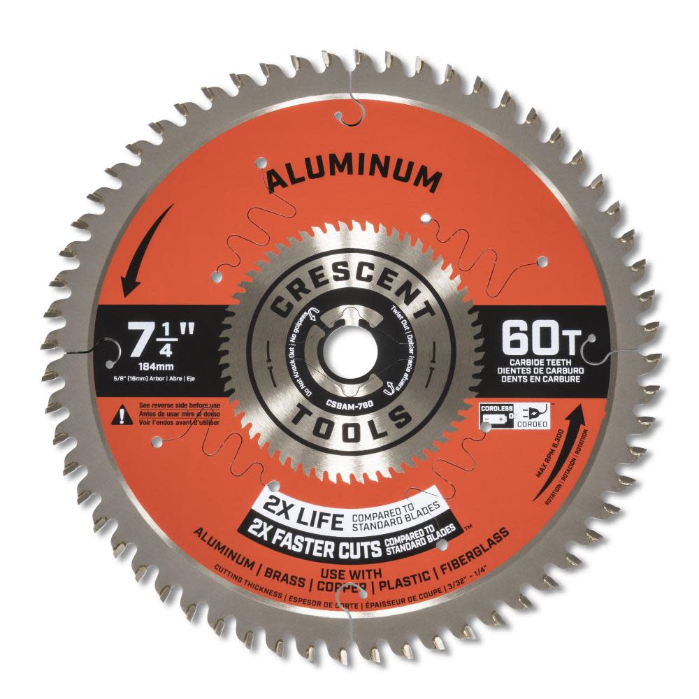 Crescent APEX Circular Saw Blade 7 1/4″ x 60 Tooth Medium Aluminum - Flockneti