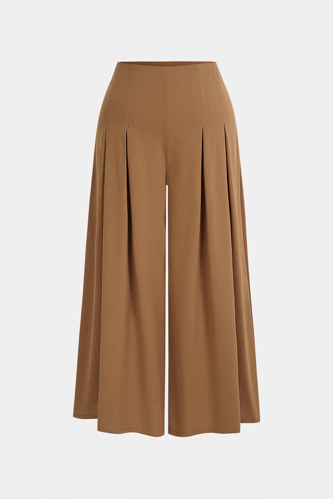Plus Size Solid Pleated Pants - Flockneti