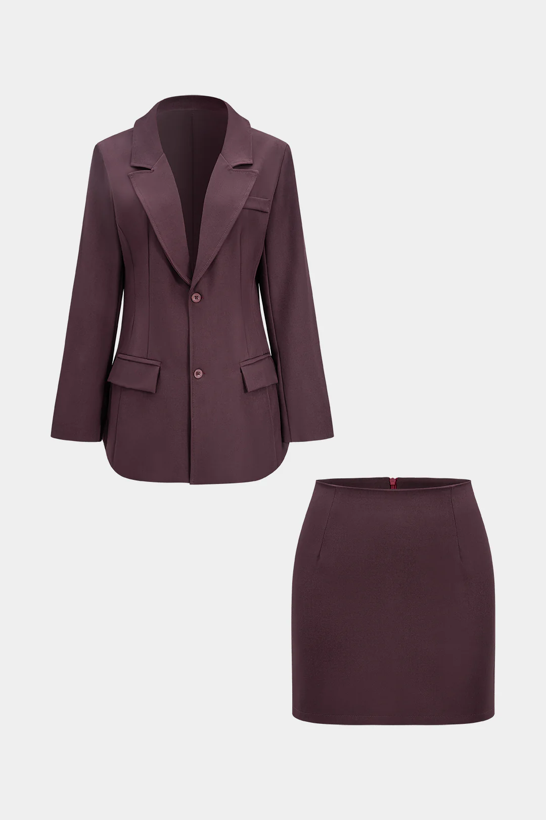 Lapel Button Pocket Cardigan And Mini Skirt Set - Flockneti