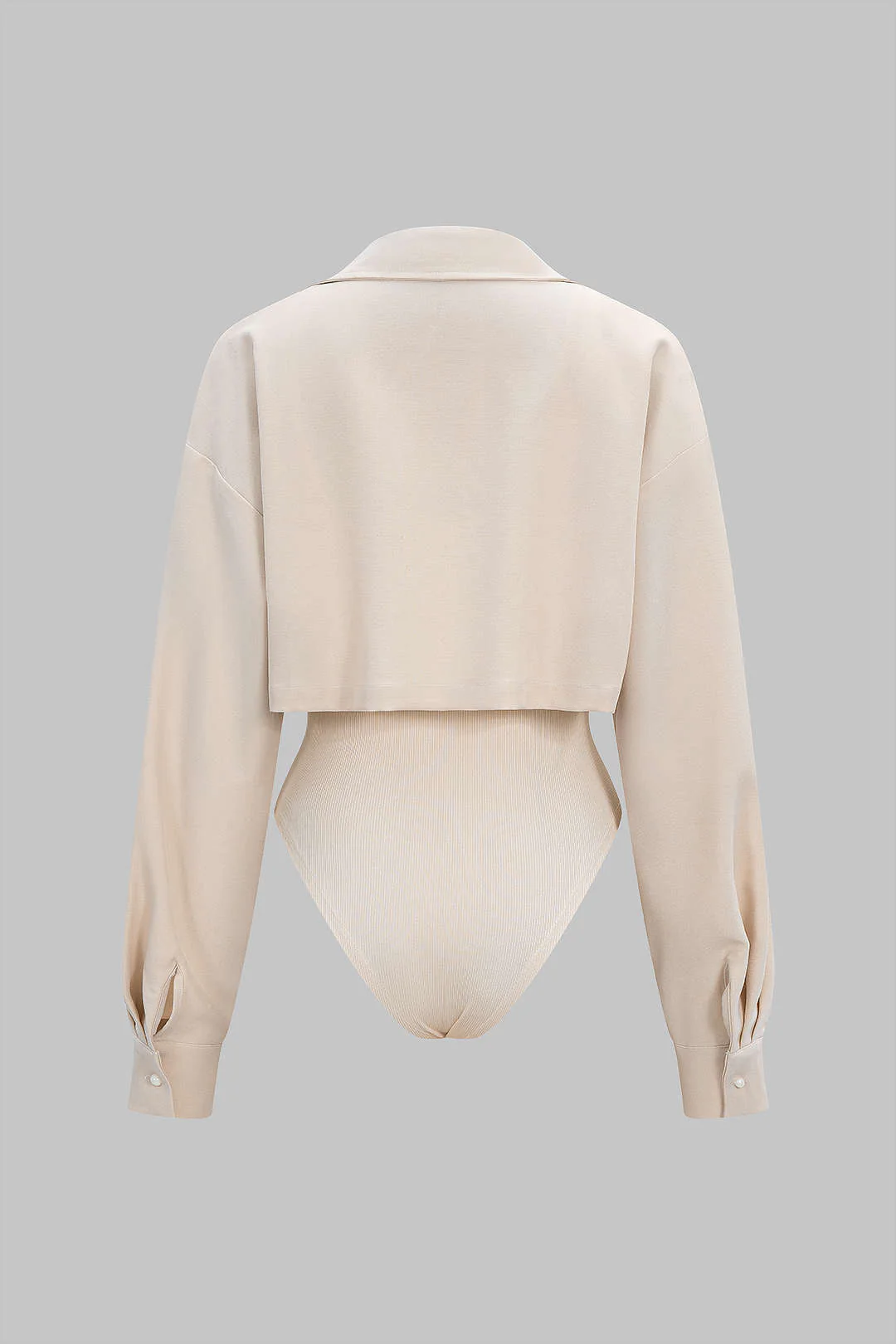 Patchwork Button Long Sleeve Bodysuit - Flockneti