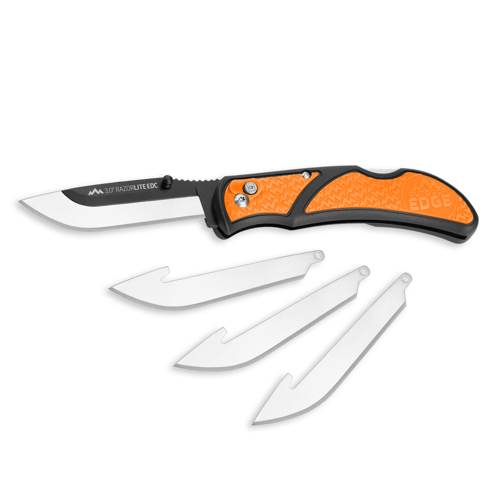Outdoor Edge RazorLite EDC Folding Knife Orange 3″ with 4 Blades - Flockneti